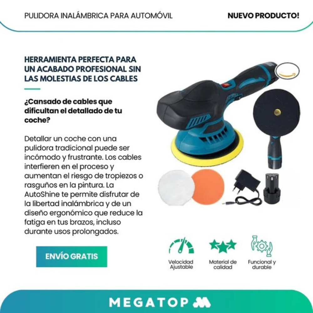 AUTOSHINE: PULIDORA INALÁMBRICA PARA AUTOMÓVIL