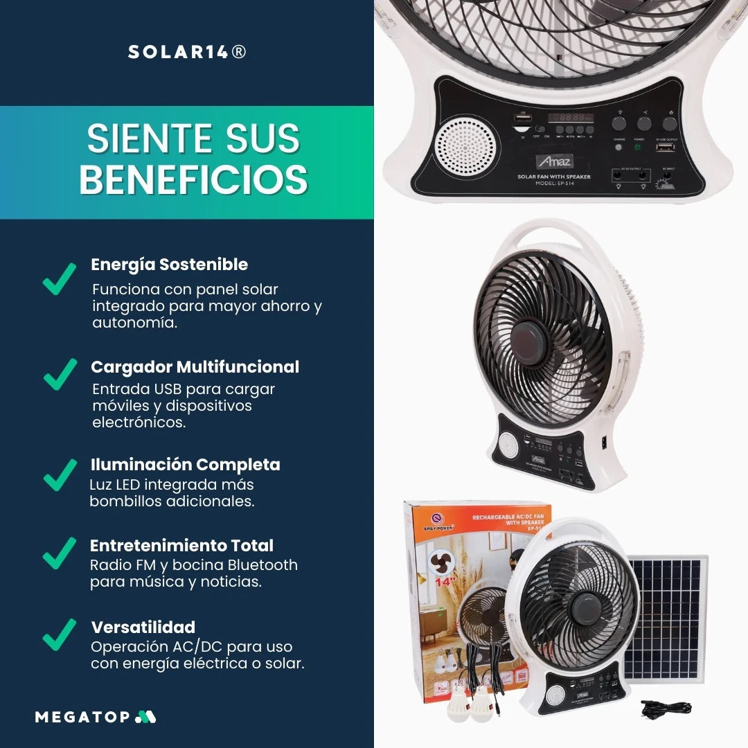 VENTILADOR SOLAR RECARGABLE