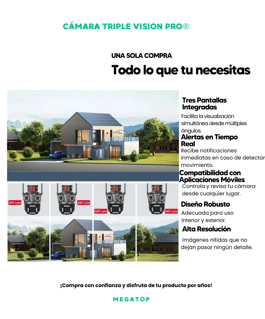 Cámara Triple Vision Pro ( Incluye Alarma SONORA )