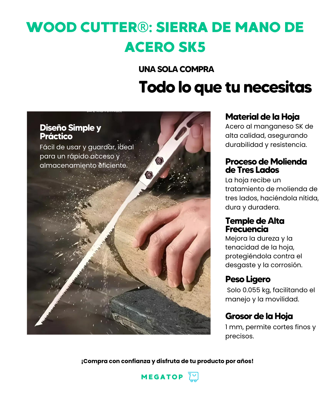 Wood Cutter: sierra de mano de acero sk5
