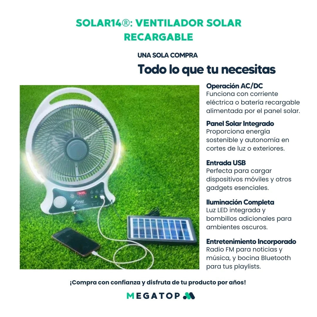VENTILADOR SOLAR RECARGABLE