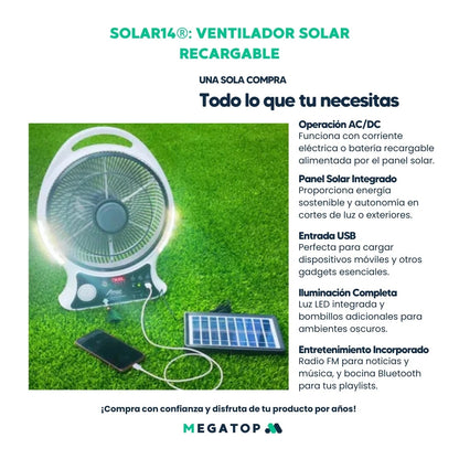 VENTILADOR SOLAR RECARGABLE