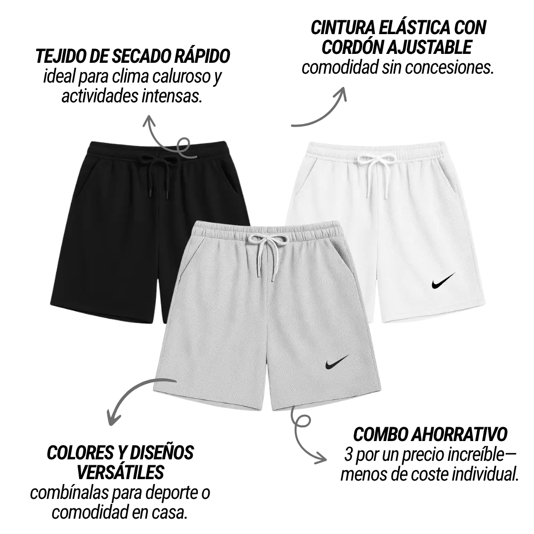 Combo x3 Shorts Deportivos nuevos colores