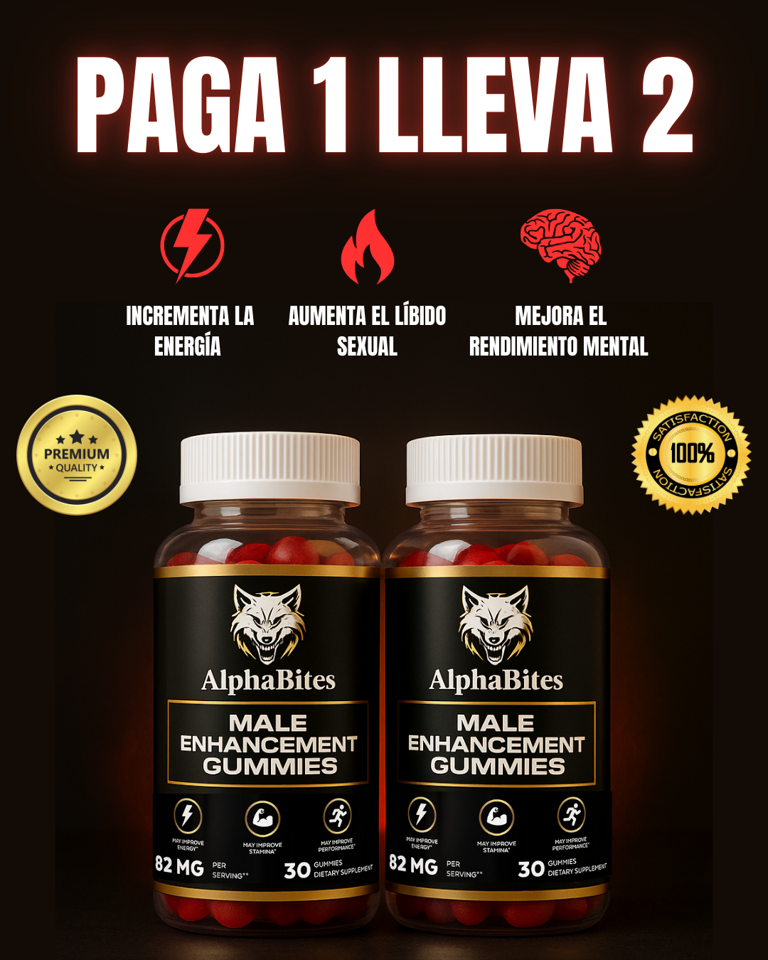 2x1 Alpha Bites™ Gomitas de Potencia